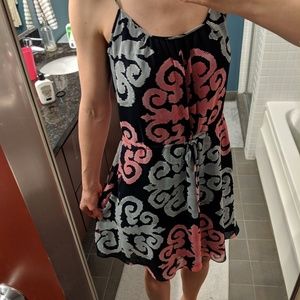 Navy pink grey pattern sundress